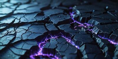Abstract black cracked texture background with dramatic lighting and uneven surface photo