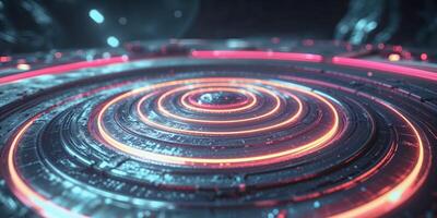 Glowing Concentric Circles on Textured Surface with Technology Concept photo