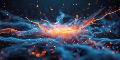 An abstract image of a blue and orange explosion photo