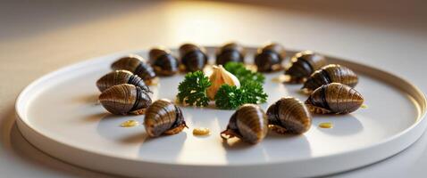 A plate with several clams on it photo