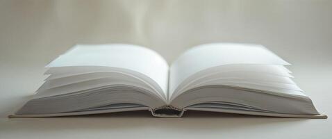 An open book with blank pages is seen from above photo