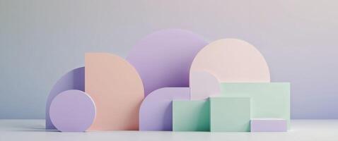 Pastel Geometric Abstract with Soothing Gradient Backdrop. photo