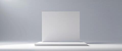 Clean product display stage with blank square canvas backdrop photo