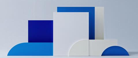 A blue and white abstract design with a white square in the middle. photo