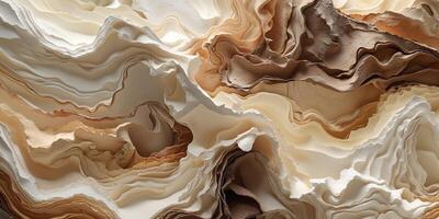 Abstract image displaying layers of textured cream and brown materials photo