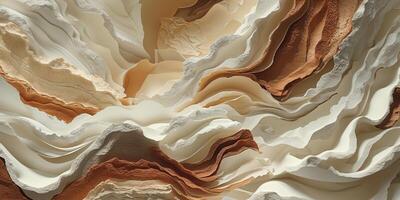 Abstract image displaying layers of textured cream and brown materials. photo