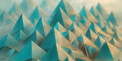 Abstract geometric design with textured triangles in blue and white photo
