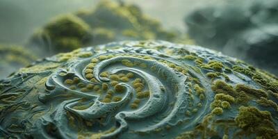 Textured mossy stone surface with an olive and slate gradient appearance. photo