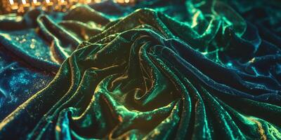 Illuminated crushed velvet texture with dynamic lighting effect creating a luxurious ambience photo