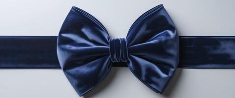 Luxurious navy blue velvet bow with impeccable folds and a silky texture perfect for adding elegance to any project photo