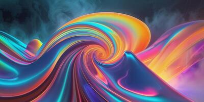 Abstract image of fluid curved forms with gradients of color. photo