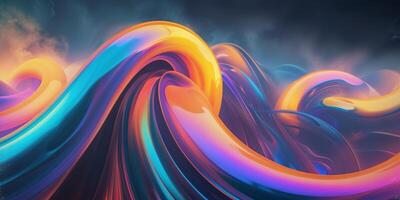 Abstract image of fluid curved forms with gradients of color photo