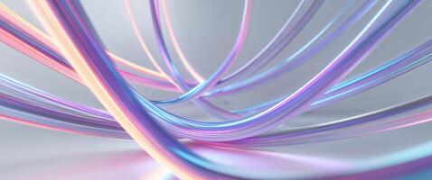 A twisting helix of multicolored light beams. photo
