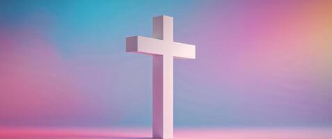 A colorful background with a white cross in the middle. photo