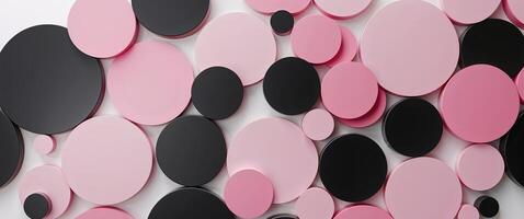 Pink and black circles creating abstract geometric background photo