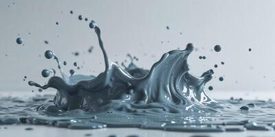 Grey substance appears to be flowing on a white surface. photo