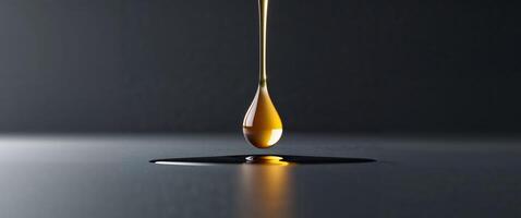 Golden Honey Drop on Black Background with Space for Text photo