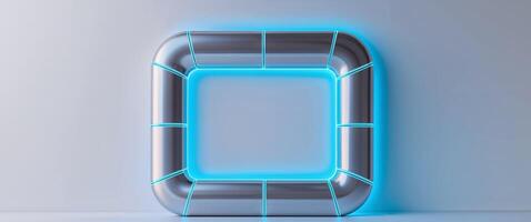 A futuristic looking number zero in a metal frame photo