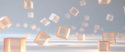 A group of small glass cubes floating in the air photo