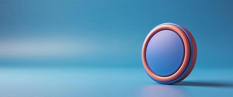 Colorful Round Button on Blue Background for Digital Interfaces and User Interaction Concepts. photo