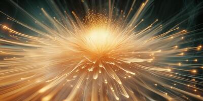 Abstract streaks of golden light emanate from a central source photo