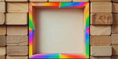 Wooden Blocks Frame Border Blank Space Copy Space. photo