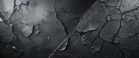 Cracked Metallic Surface Texture Dark Grey Industrial Background Abstract Design. photo