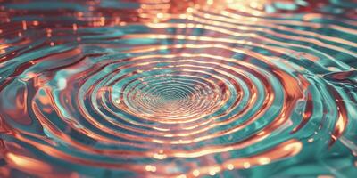Abstract Water Surface with Concentric Ripples and Light Reflections in a Circular Motion creating a Dynamic Texture. photo