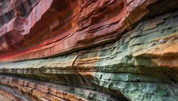 A close up of a rock wall with a rainbow pattern photo