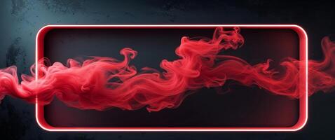 Red smoke in a square frame on a dark background photo