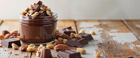 Chocolate and nuts in a jar photo