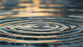 Concentric Ripples Spreading on Serene Water Surface. photo
