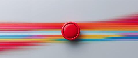 Abstract image of a red button on colorful horizontal lines. photo