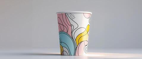 A cup with a colorful design on it photo