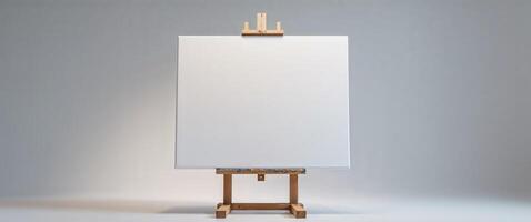 An easel with a blank canvas on it photo