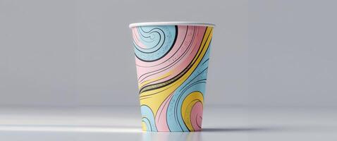 A colorful cup with a swirl design on it photo