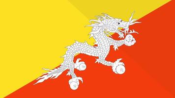 Animation of the appearance and disappearance of a flat flag 2D Bhutan video