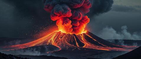 Fiery Volcanic Eruption A Dramatic Display of Nature's Raw Power photo