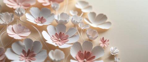 Handmade Floral Paper Composition with Embedded Petals on Neutral Background photo