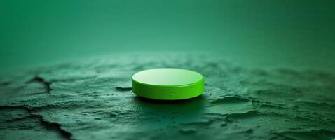 A green button sitting on top of a green surface photo