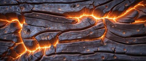 A close up of a wood texture with fire photo