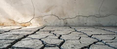 A cracked concrete floor with cracks in it photo