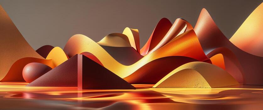 3d rendering of abstract shapes on a surface photo