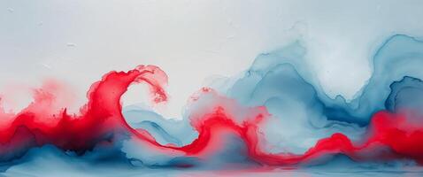 Abstract painting of red, blue and white waves photo