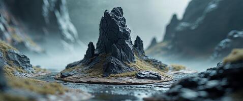 A small mountain in the middle of a river photo