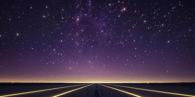 An empty runway with stars and lights photo