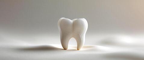 Delicate White Baby Tooth on Soft Background. photo