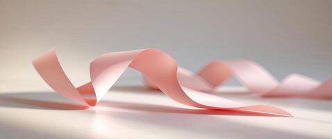 Abstract graphic of pink paper ribbon with folded design casting subtle shadow on neutral backdrop. photo