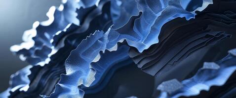 A 3d image of a blue and black abstract pattern photo