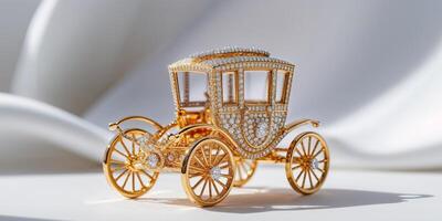 A gold carriage with a diamond carriage on it photo